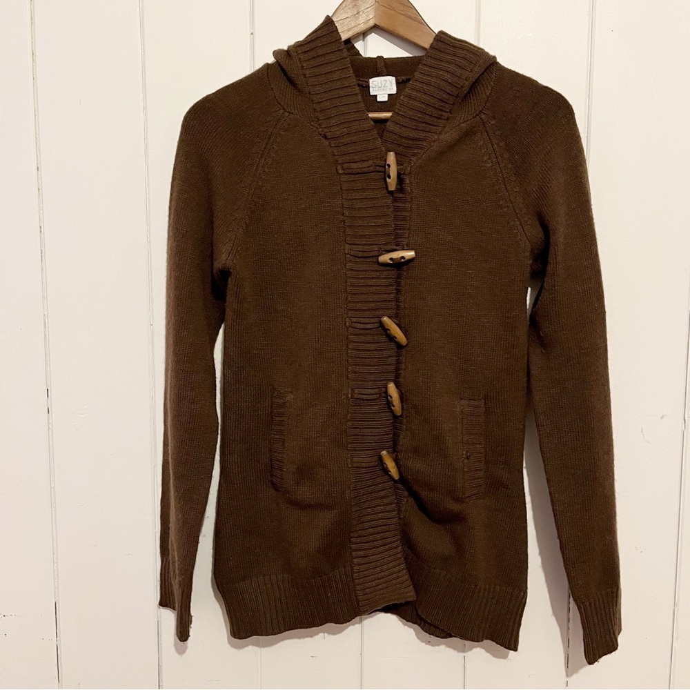 Vintage Suzy Shier Brown Toggle Hoddie. Size Large.